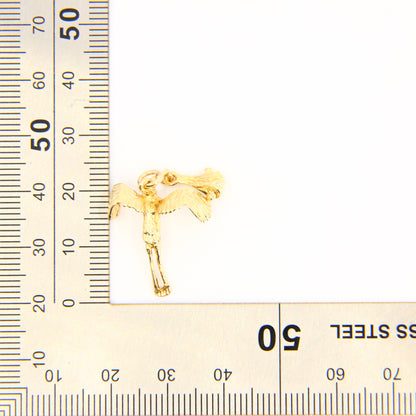 Vintage 9ct Stork Carrying Baby Charm Yellow Gold Hallmarked Baby Shower Pendant