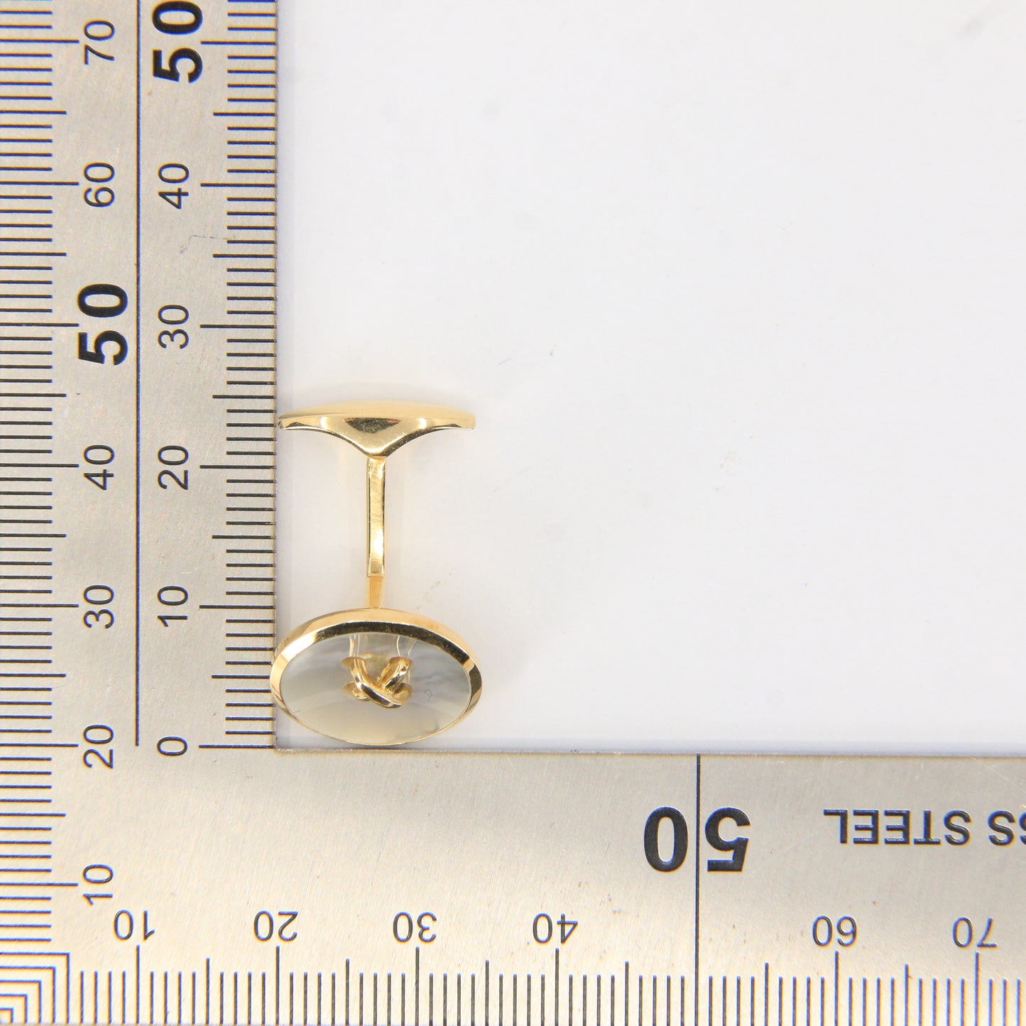Vintage 18ct Gold Hallmarked Mother of Pearl Button Style Cufflinks Boxed