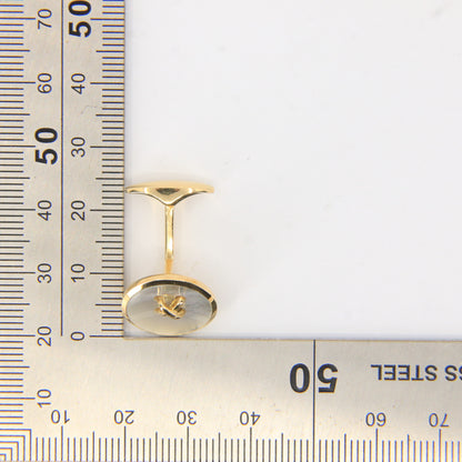 Vintage 18ct Gold Hallmarked Mother of Pearl Button Style Cufflinks Boxed