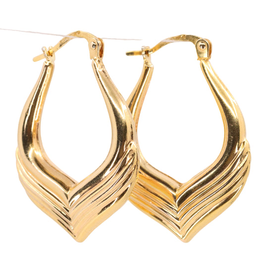 Vintage 9ct Hallmarked UnoAErre Italian Yellow Gold Hoop Earrings Boxed Gift