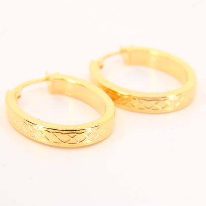 Vintage 9ct Creole Hoop Earrings Celtic Style 9 Carat Yellow Gold Earrings Boxed