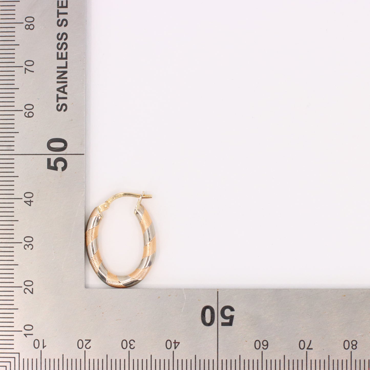 Vintage 9ct Hallmarked Two Tone Gold Italian Hoop Earrings Boxed Gift