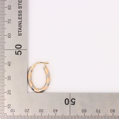 Vintage 9ct Hallmarked Two Tone Gold Italian Hoop Earrings Boxed Gift