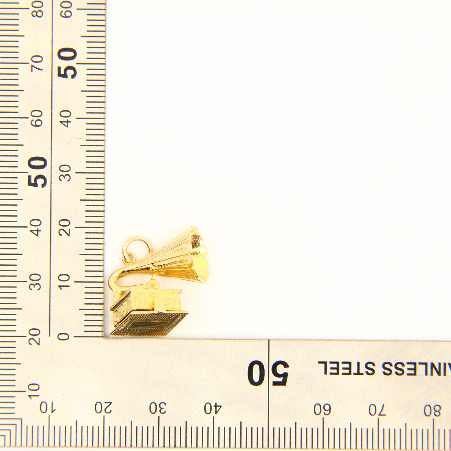 Vintage 9ct Gramophone Opening Charm Yellow Gold Hallmarked Vinyl Music Pendant