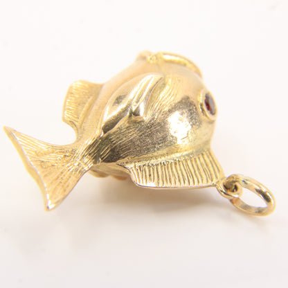 Vintage 9ct Gold Hallmarked Fish Pearl Charm Pendant Yellow Gold
