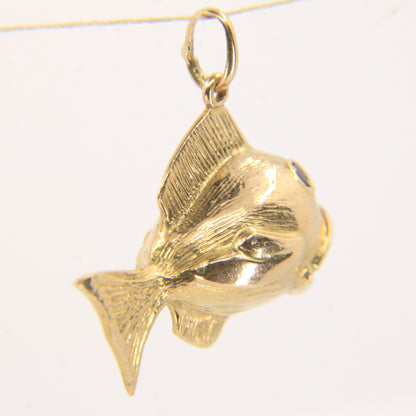Vintage 9ct Gold Hallmarked Fish Pearl Charm Pendant Yellow Gold