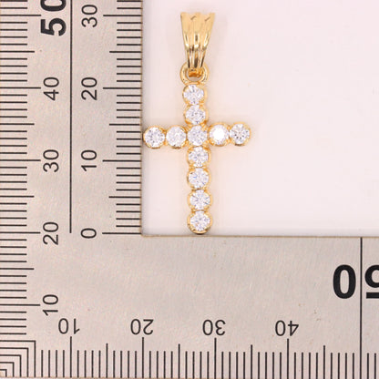 Vintage 9ct Hallmarked Italian Yellow Gold CZ Cross Pendant Religious Faith Gift