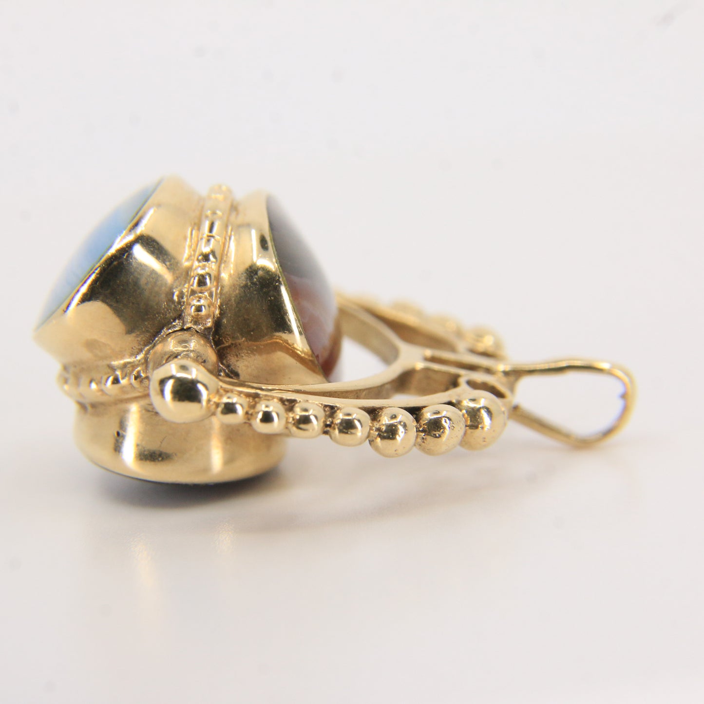 Vintage 9ct Gold Hallmarked 3 Agate Spinner Pendant Charm