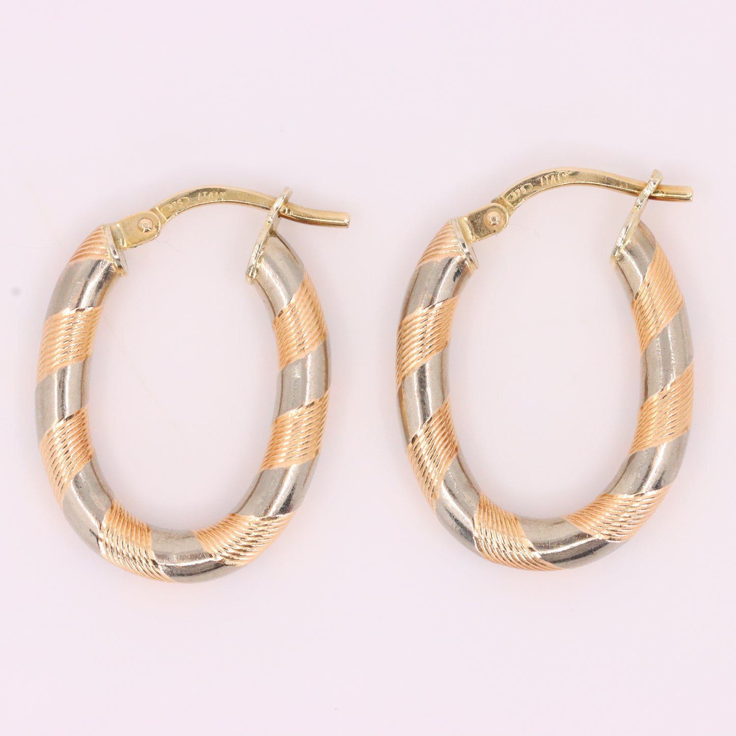 Vintage 9ct Hallmarked Two Tone Gold Italian Hoop Earrings Boxed Gift