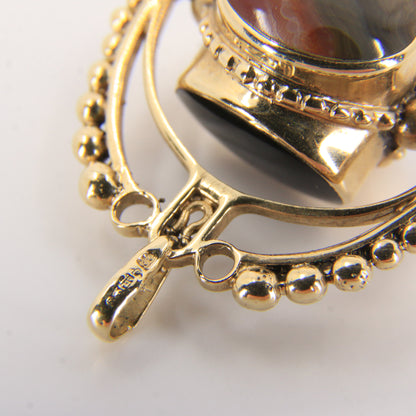 Vintage 9ct Gold Hallmarked 3 Agate Spinner Pendant Charm