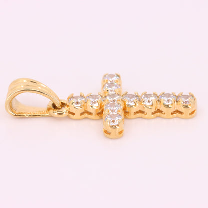 Vintage 9ct Hallmarked Italian Yellow Gold CZ Cross Pendant Religious Faith Gift