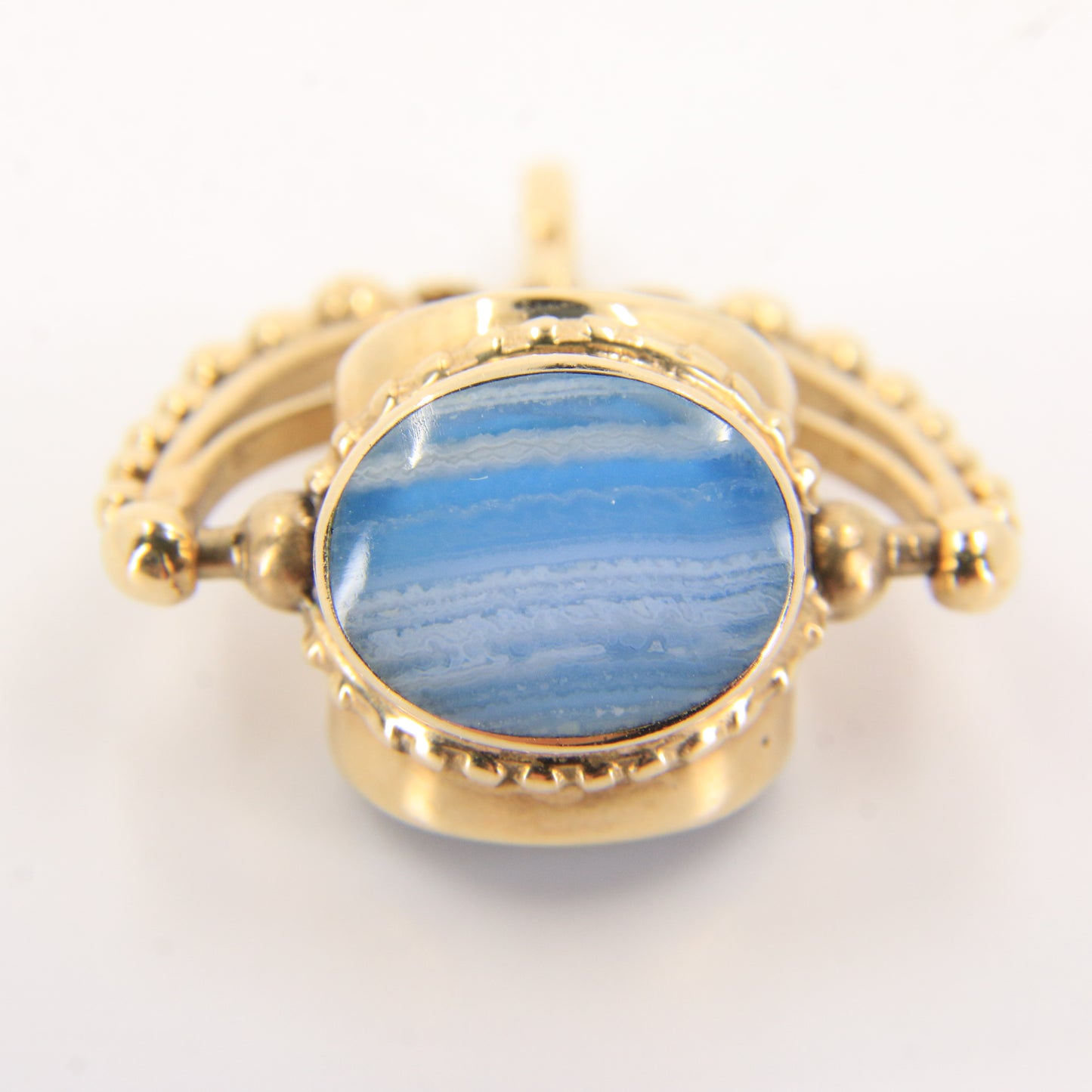 Vintage 9ct Gold Hallmarked 3 Agate Spinner Pendant Charm