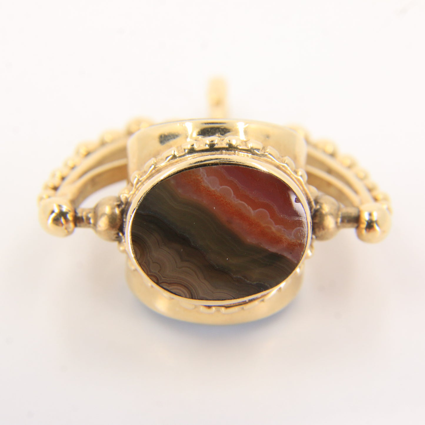 Vintage 9ct Gold Hallmarked 3 Agate Spinner Pendant Charm