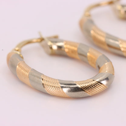 Vintage 9ct Hallmarked Two Tone Gold Italian Hoop Earrings Boxed Gift
