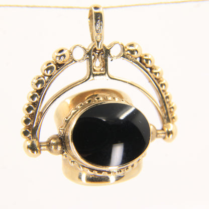 Vintage 9ct Gold Hallmarked 3 Agate Spinner Pendant Charm