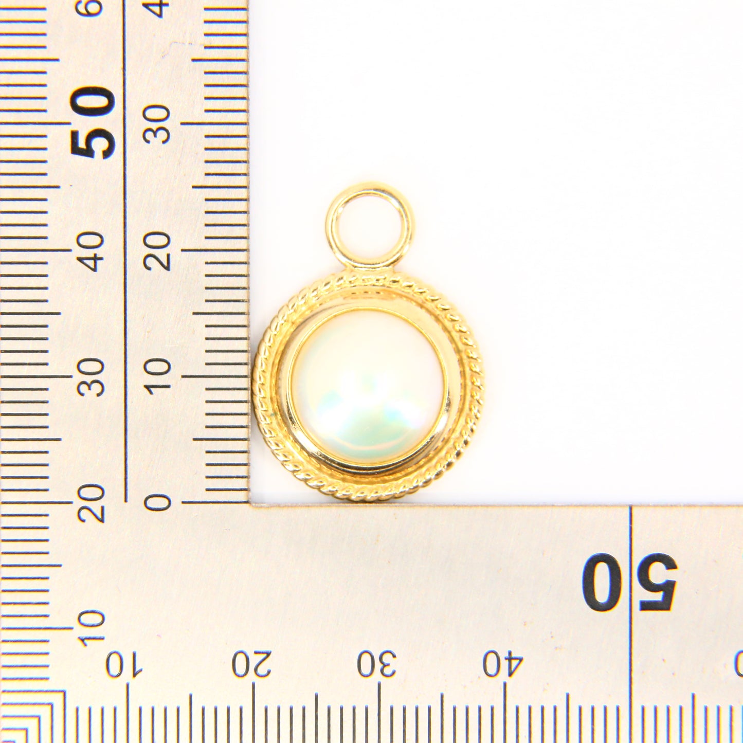 Vintage 9ct Pearl Halo Circle Pendant Solid Gold 9 Carat Yellow Gold Charm Gift