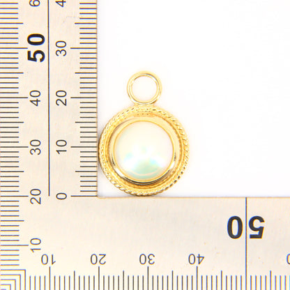 Vintage 9ct Pearl Halo Circle Pendant Solid Gold 9 Carat Yellow Gold Charm Gift