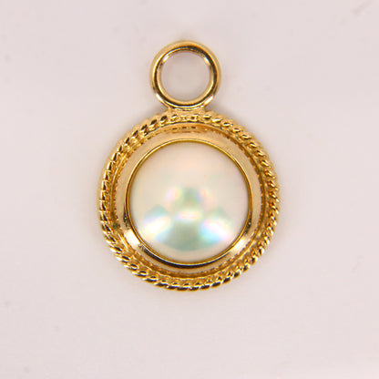 Vintage 9ct Pearl Halo Circle Pendant Solid Gold 9 Carat Yellow Gold Charm Gift