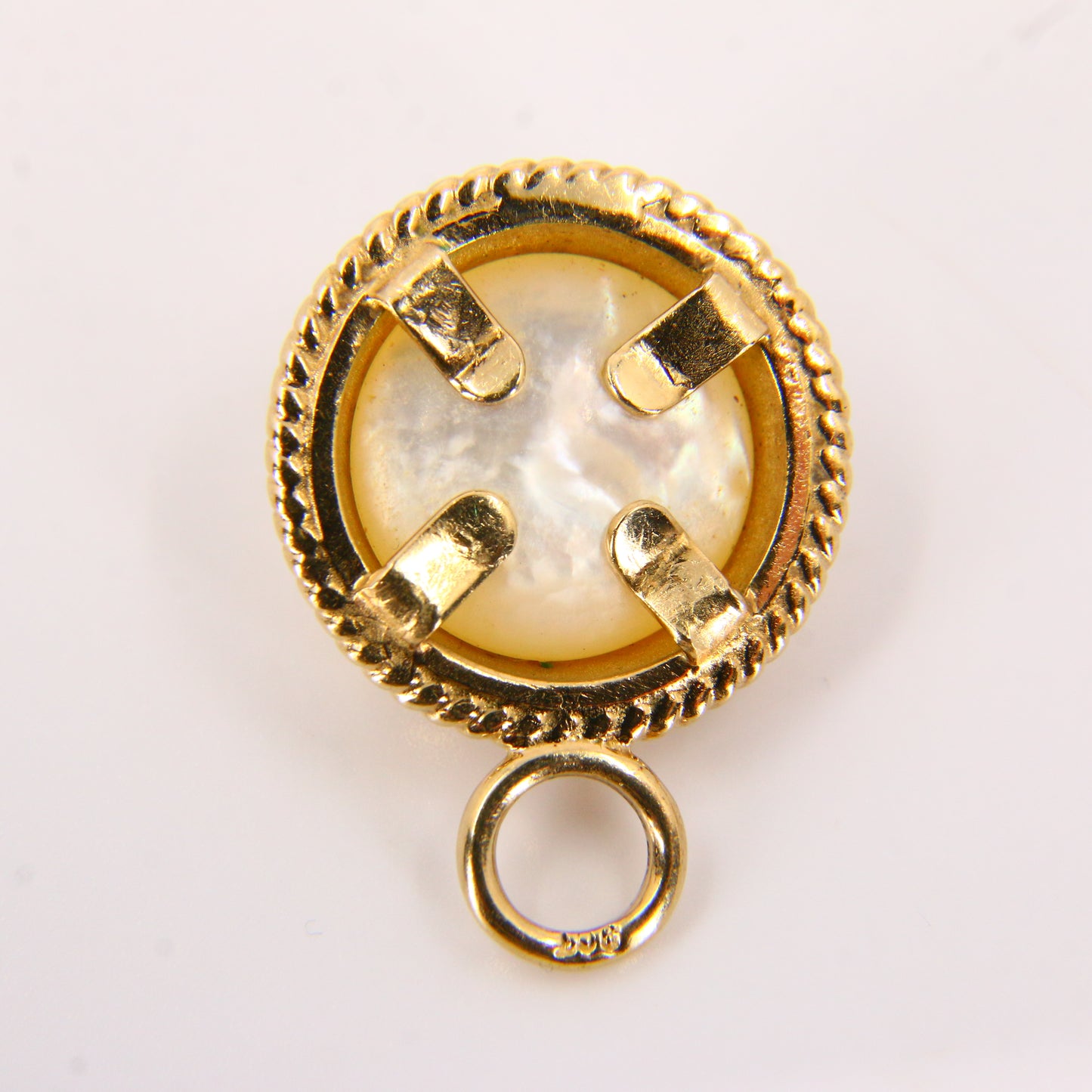 Vintage 9ct Pearl Halo Circle Pendant Solid Gold 9 Carat Yellow Gold Charm Gift