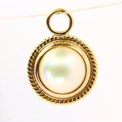 Vintage 9ct Pearl Halo Circle Pendant Solid Gold 9 Carat Yellow Gold Charm Gift