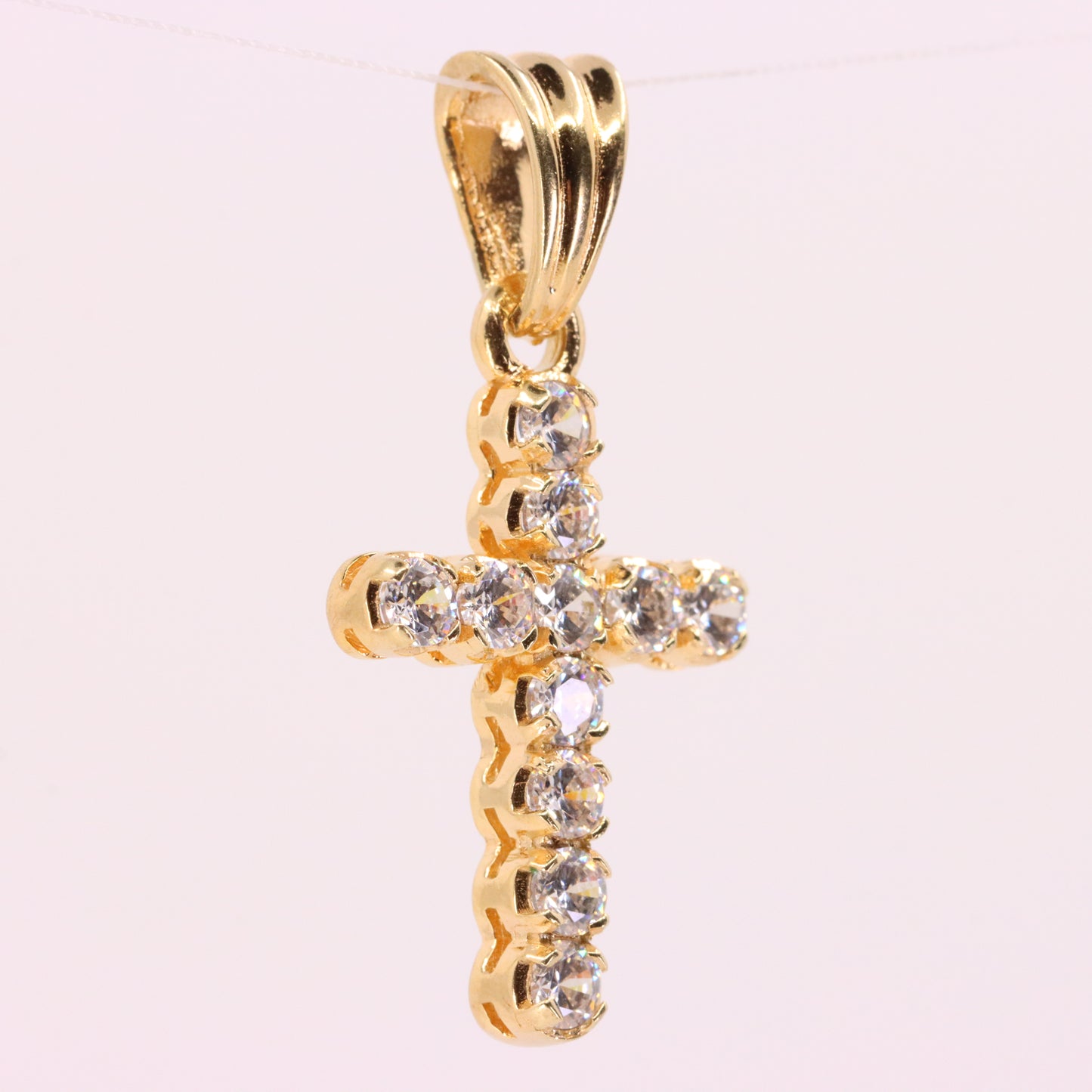 Vintage 9ct Hallmarked Italian Yellow Gold CZ Cross Pendant Religious Faith Gift