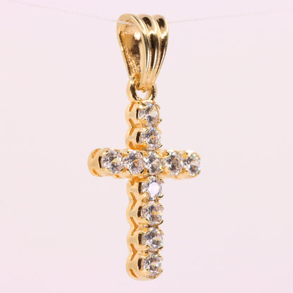 Vintage 9ct Hallmarked Italian Yellow Gold CZ Cross Pendant Religious Faith Gift