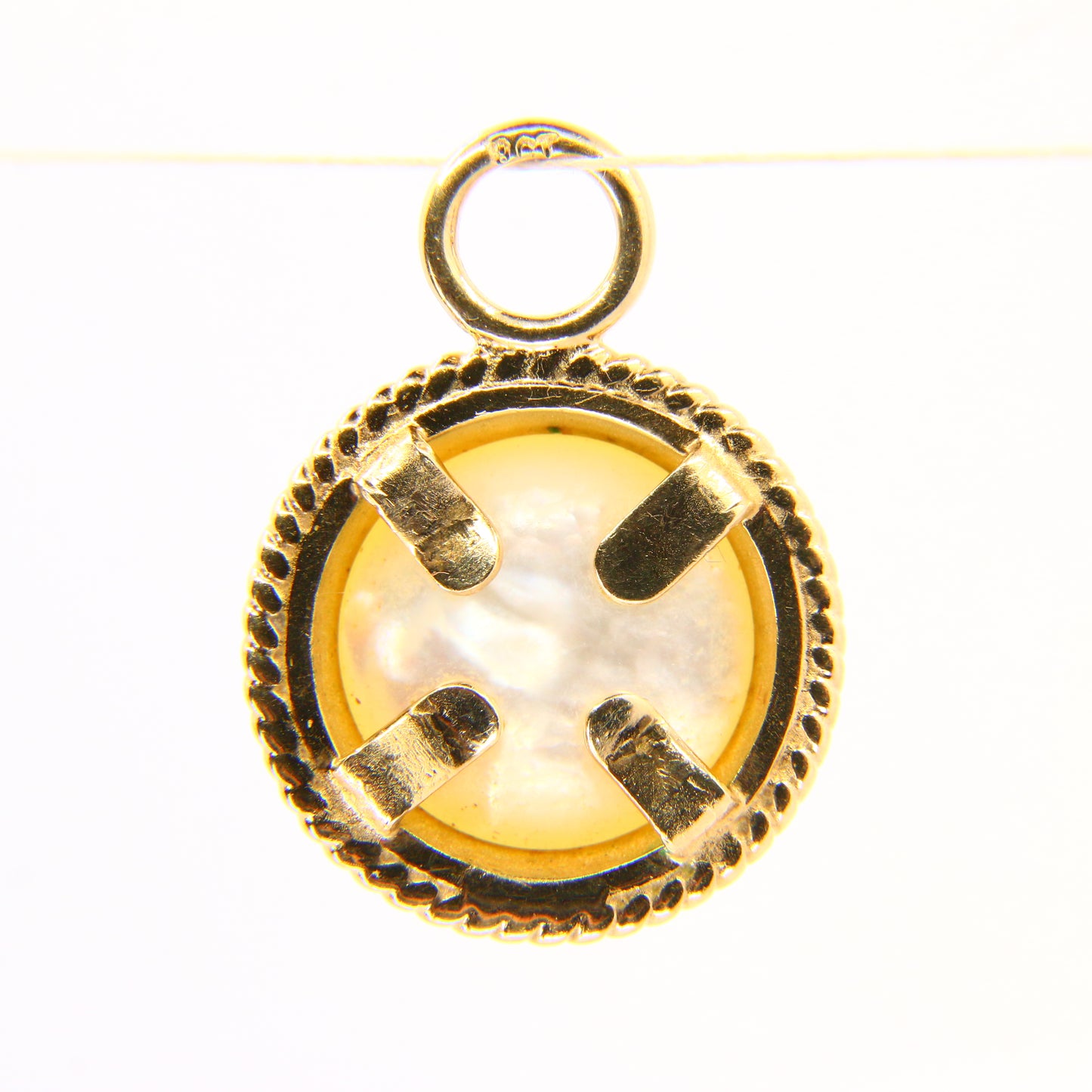 Vintage 9ct Pearl Halo Circle Pendant Solid Gold 9 Carat Yellow Gold Charm Gift