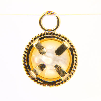 Vintage 9ct Pearl Halo Circle Pendant Solid Gold 9 Carat Yellow Gold Charm Gift