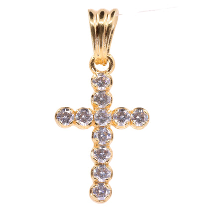 Vintage 9ct Hallmarked Italian Yellow Gold CZ Cross Pendant Religious Faith Gift