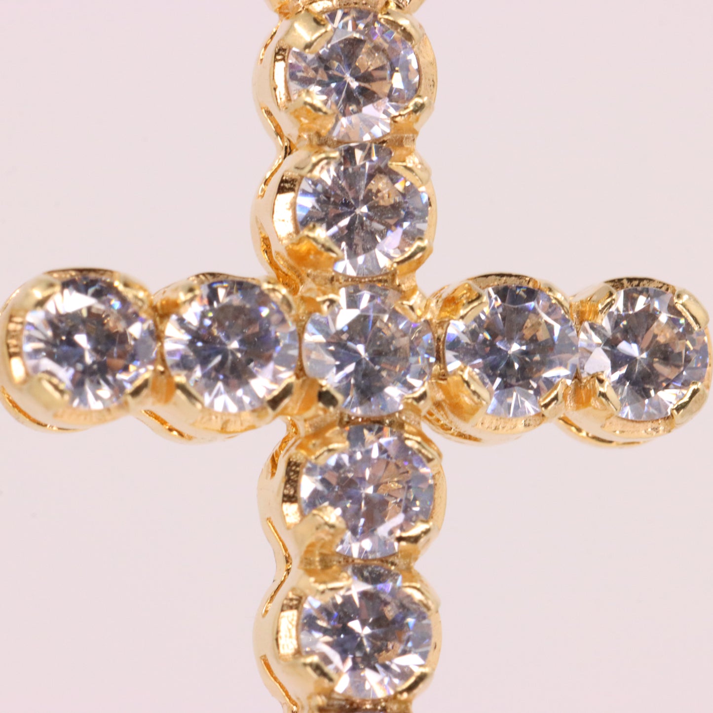 Vintage 9ct Hallmarked Italian Yellow Gold CZ Cross Pendant Religious Faith Gift