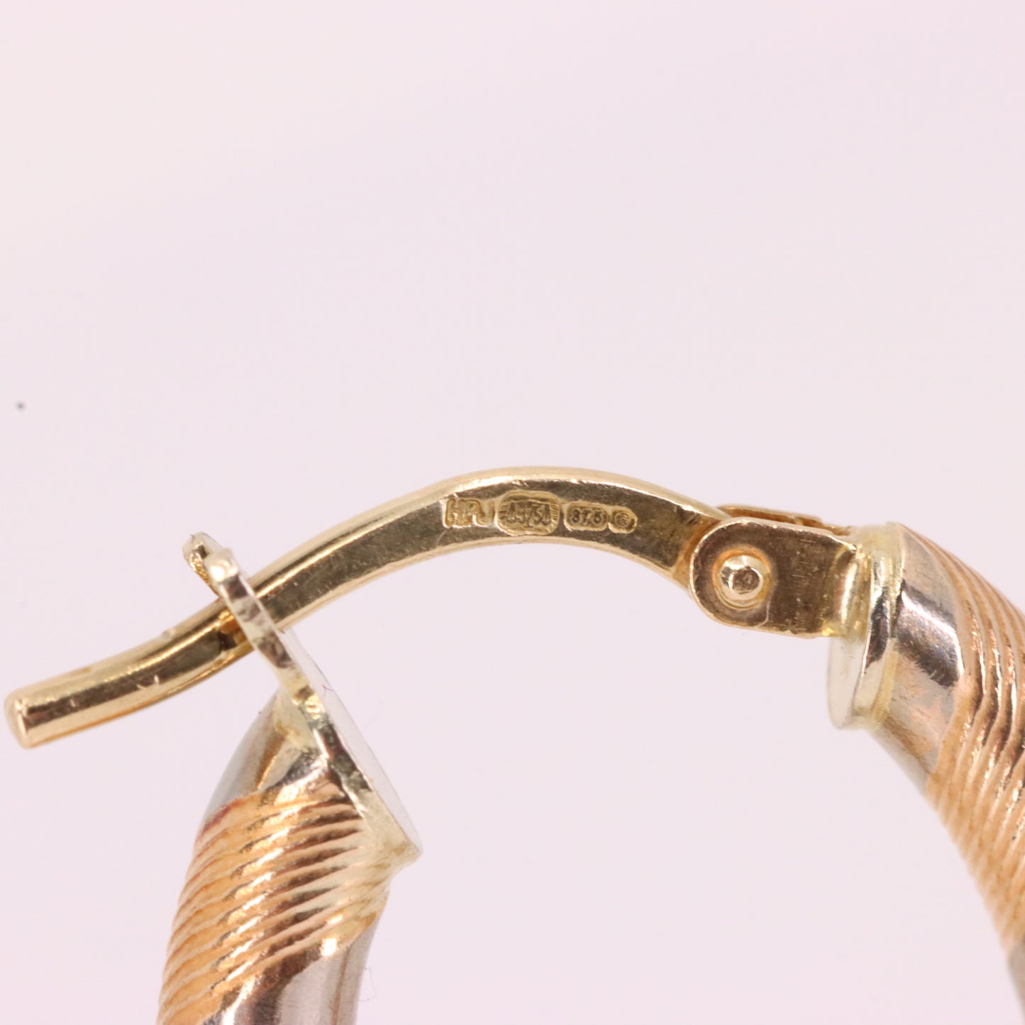 Vintage 9ct Hallmarked Two Tone Gold Italian Hoop Earrings Boxed Gift