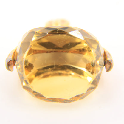 Vintage 9ct Gold Hallmarked Spinner Pendant Fob Citrine Drop Charm