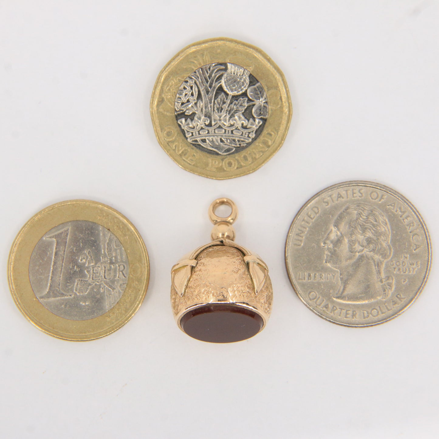 Antique 9ct Gold Carnelian Fob Pendant Drop Charm