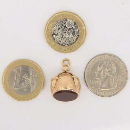 Antique 9ct Gold Carnelian Fob Pendant Drop Charm