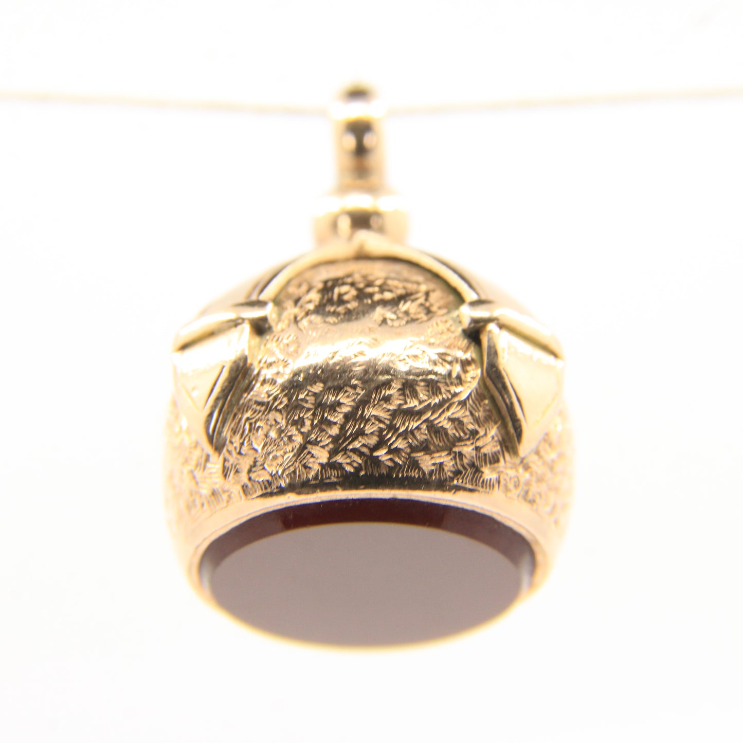 Antique 9ct Gold Carnelian Fob Pendant Drop Charm