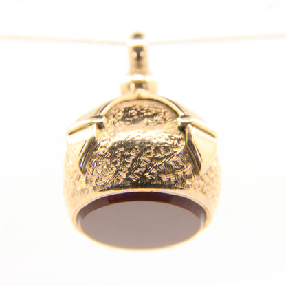 Antique 9ct Gold Carnelian Fob Pendant Drop Charm