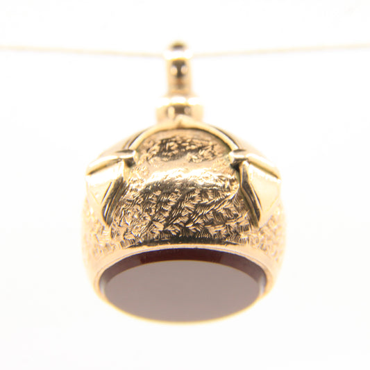Antique 9ct Gold Carnelian Fob Pendant Drop Charm
