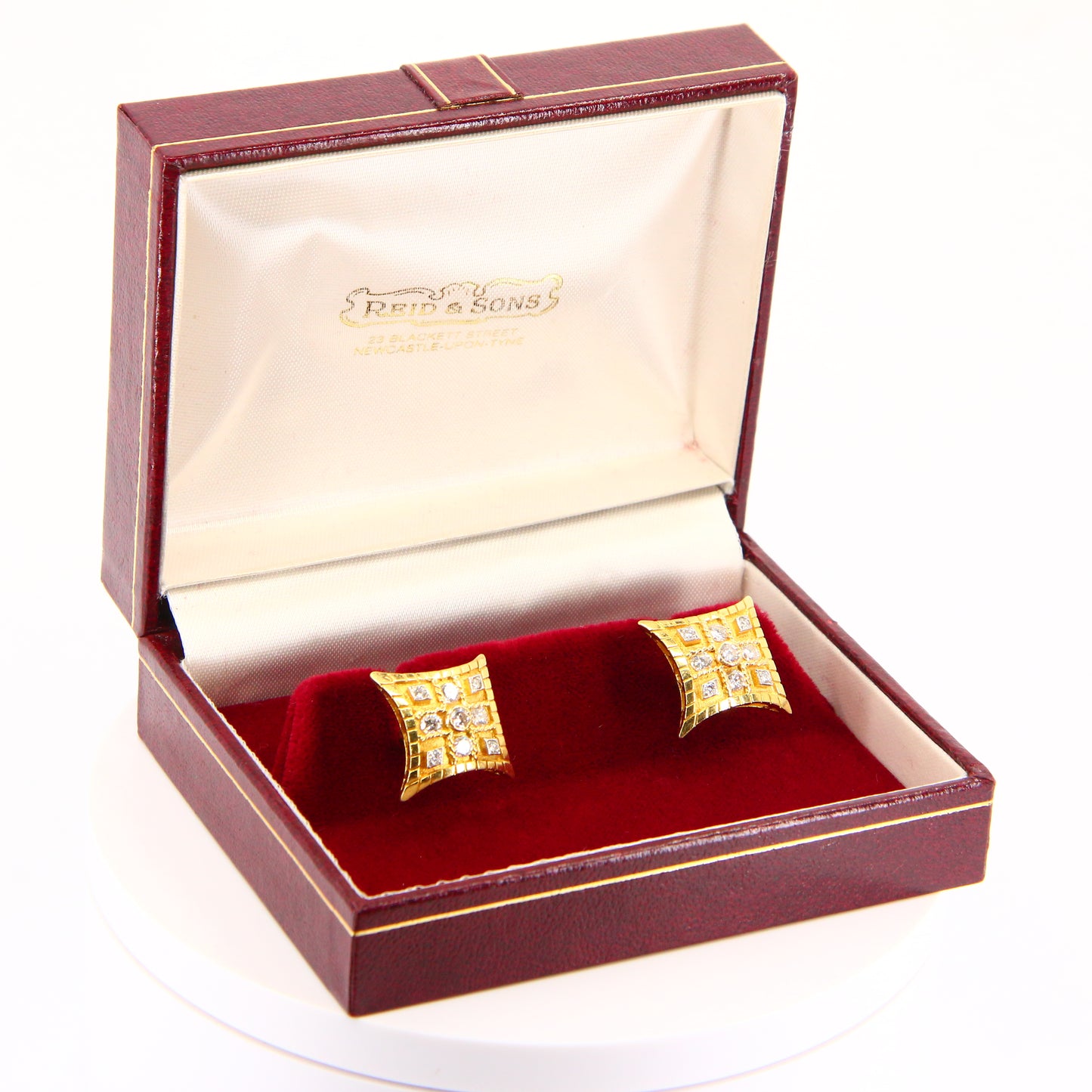 Vintage Diamond & 18ct Gold Cufflinks Gold Cufflinks Hallmarked 1999 Studs Boxed