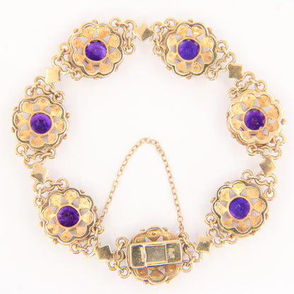 Antique 9ct Gold Hallmarked Scottish Bracelet Amethyst Seed Pearl Boxed Gift