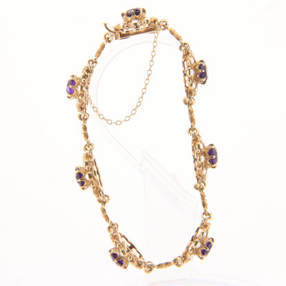 Antique 9ct Gold Hallmarked Scottish Bracelet Amethyst Seed Pearl Boxed Gift
