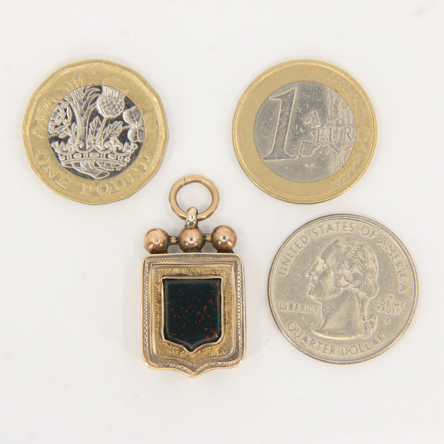 Antique 9ct Gold Victorian Bloodstone 2 Photo Locket Pendant