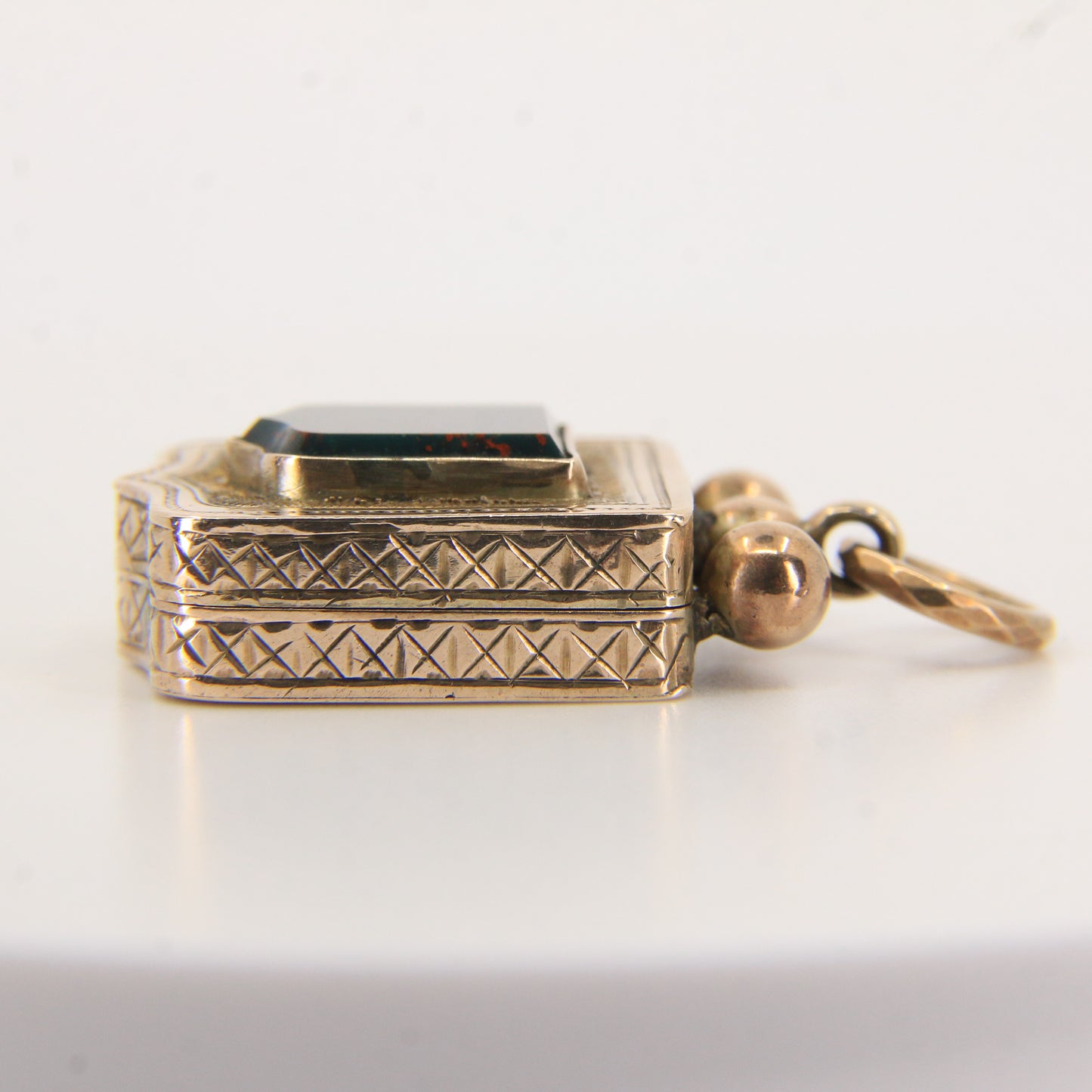 Antique 9ct Gold Victorian Bloodstone 2 Photo Locket Pendant