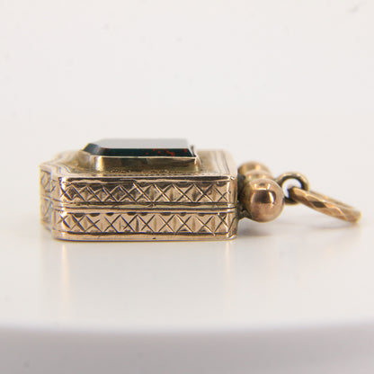 Antique 9ct Gold Victorian Bloodstone 2 Photo Locket Pendant