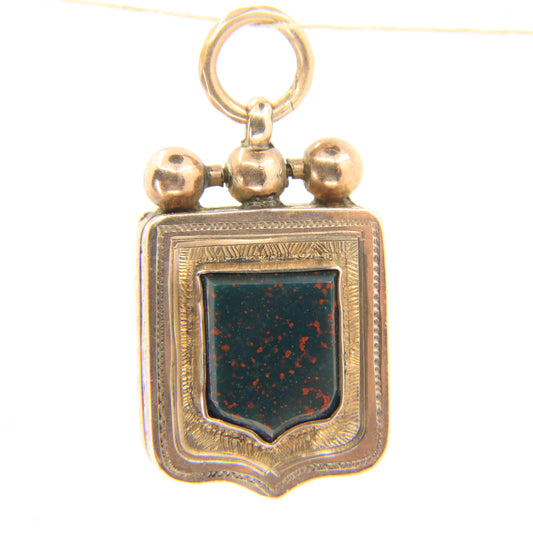 Antique 9ct Gold Victorian Bloodstone 2 Photo Locket Pendant