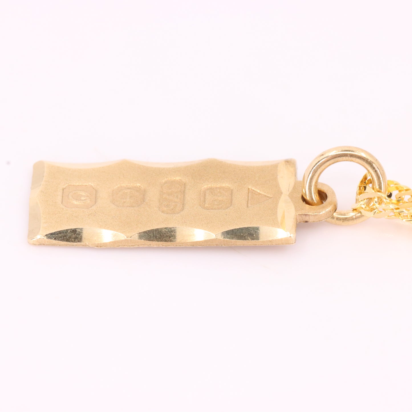 Vintage 9ct Hallmarked Gold 18 Inch Ingot Pendant Necklace 1988 Boxed Gift