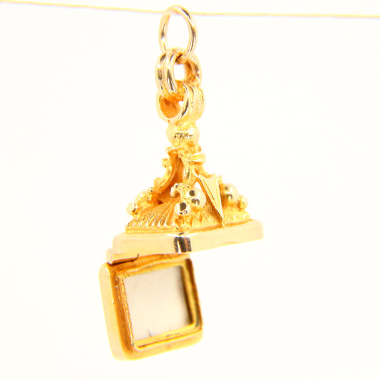 Vintage 9ct Fob Locket Drop Pendant Hallmarked 9 Carat Solid Yellow Gold Charm Gift