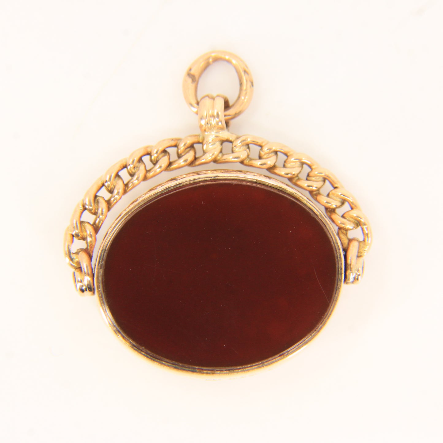 Antique 9ct Gold Hallmarked Spinner Pendant Fob Bloodstone Carnelian Charm