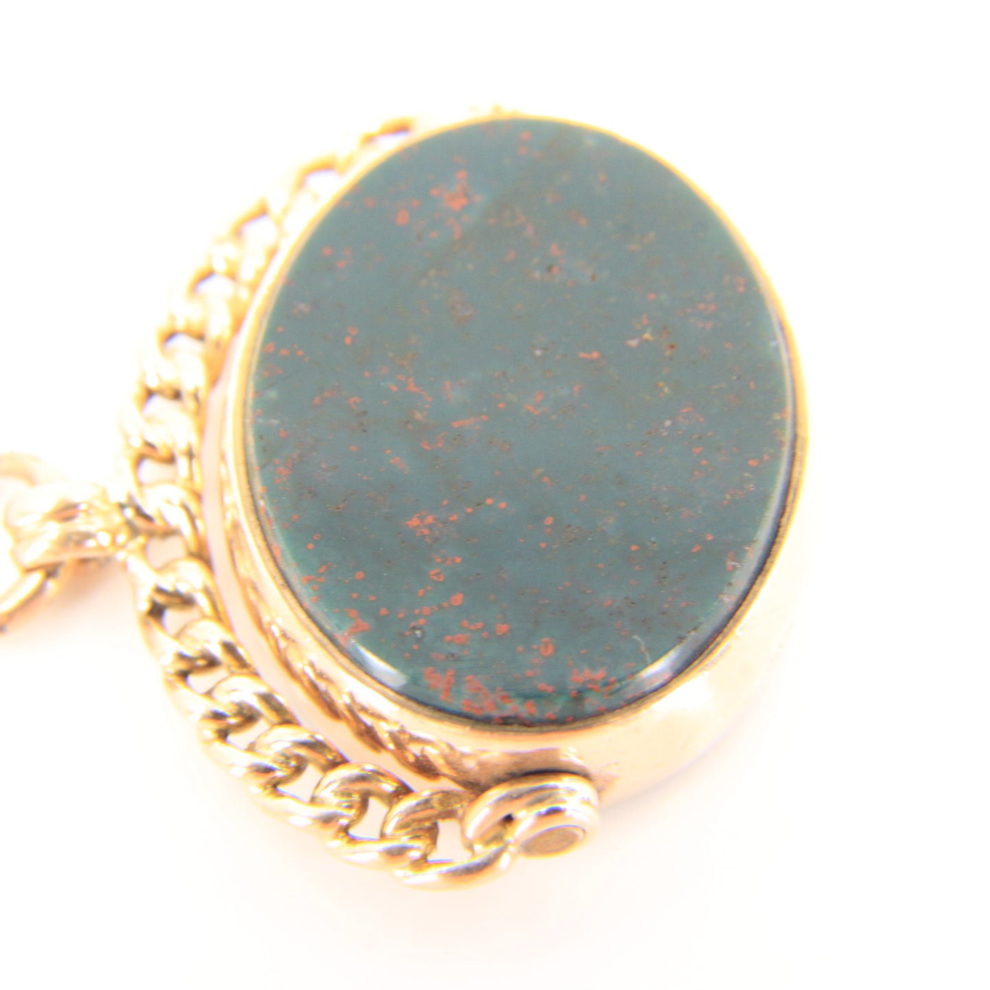 Antique 9ct Gold Hallmarked Spinner Pendant Fob Bloodstone Carnelian Charm