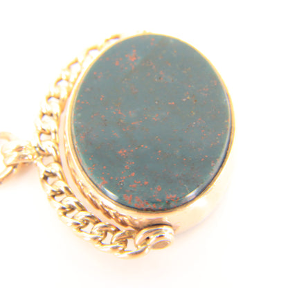 Antique 9ct Gold Hallmarked Spinner Pendant Fob Bloodstone Carnelian Charm