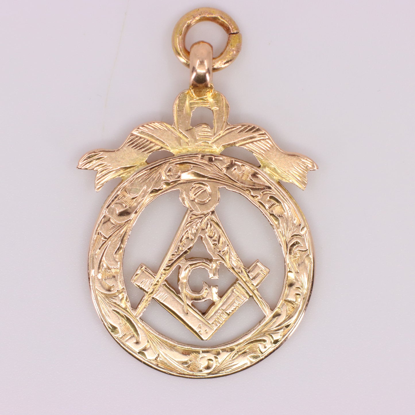 Vintage 9ct Gold Masonic G Pendant Freemason Symbol Member Charm Engraved Detail